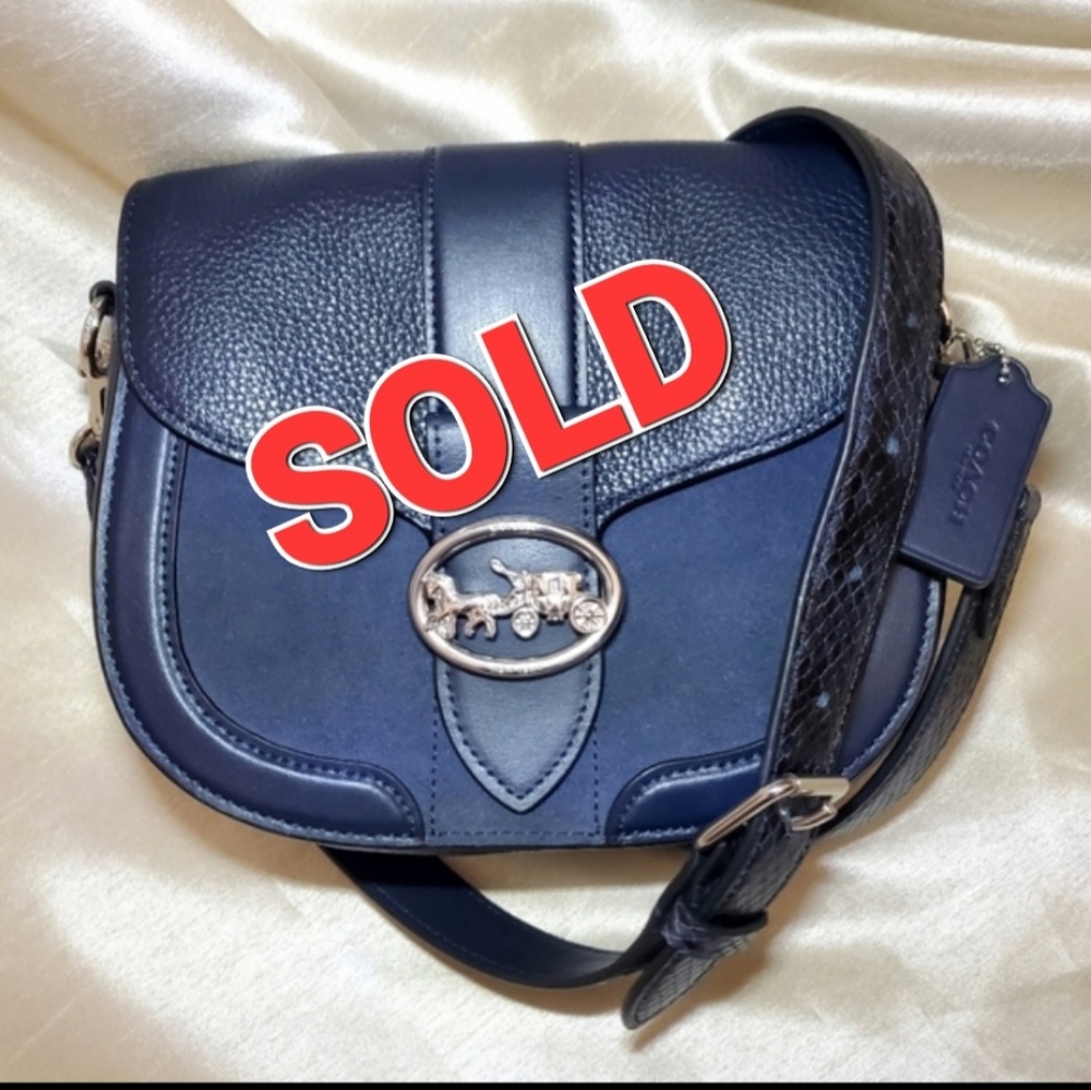 ‼️SOLD‼️ COACH GEORGIE Saddle Bag Suede, Leather - Picture 1 of 16